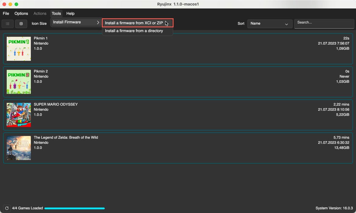 Install Firmware Ryujinx