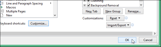 Закрытие параметров Word