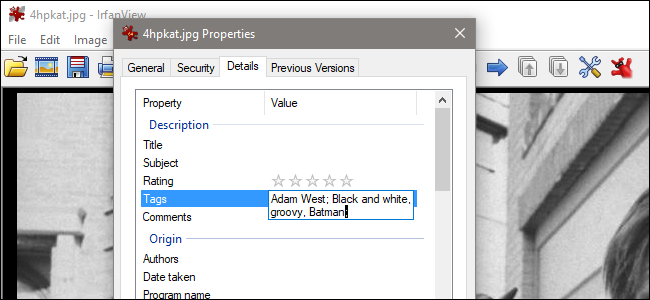 Добавление метки в свойствах файла
