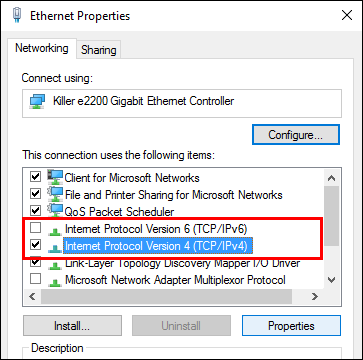 Скриншот свойств IPv4