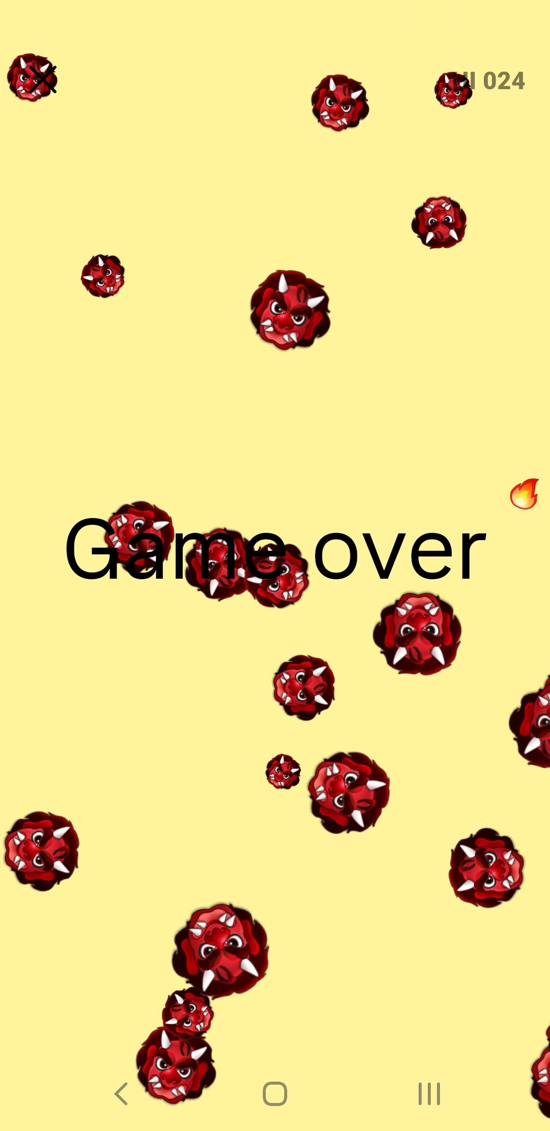 Конец игры (Game Over) в игре эмодзи Instagram.