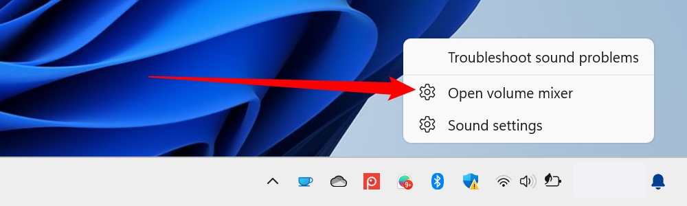 Щёлкните правой кнопкой по кнопке громкости, затем выберите 