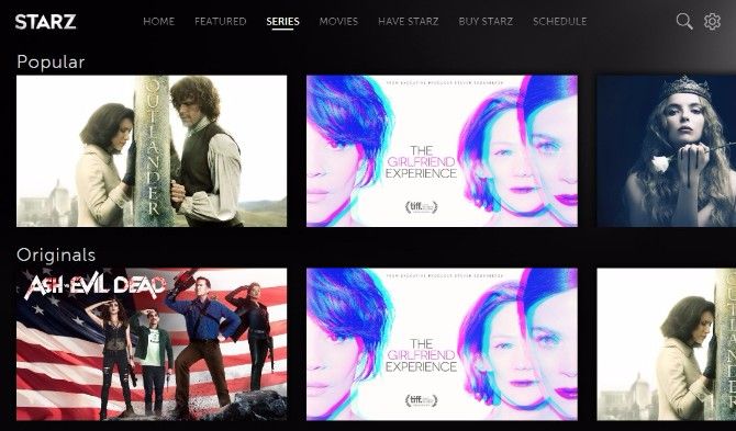 Библиотека фильмов и тематические каналы Starz