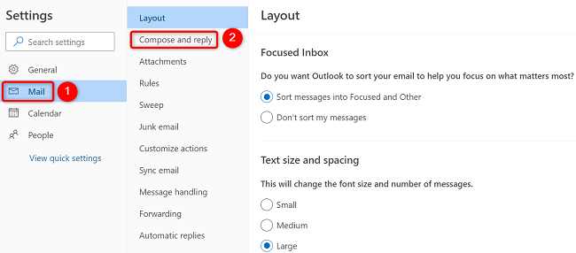 Перейдите в Mail > Compose and Reply.