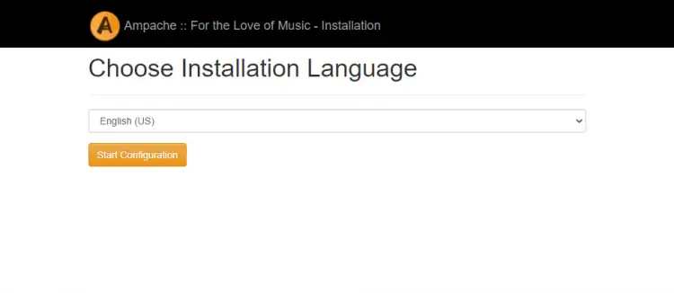 Старт веб‑установщика Ampache
