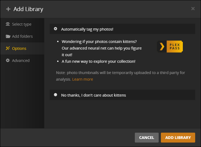 Опция тегирования для Plex Pass — загрузка миниатюр на сторонний сервис