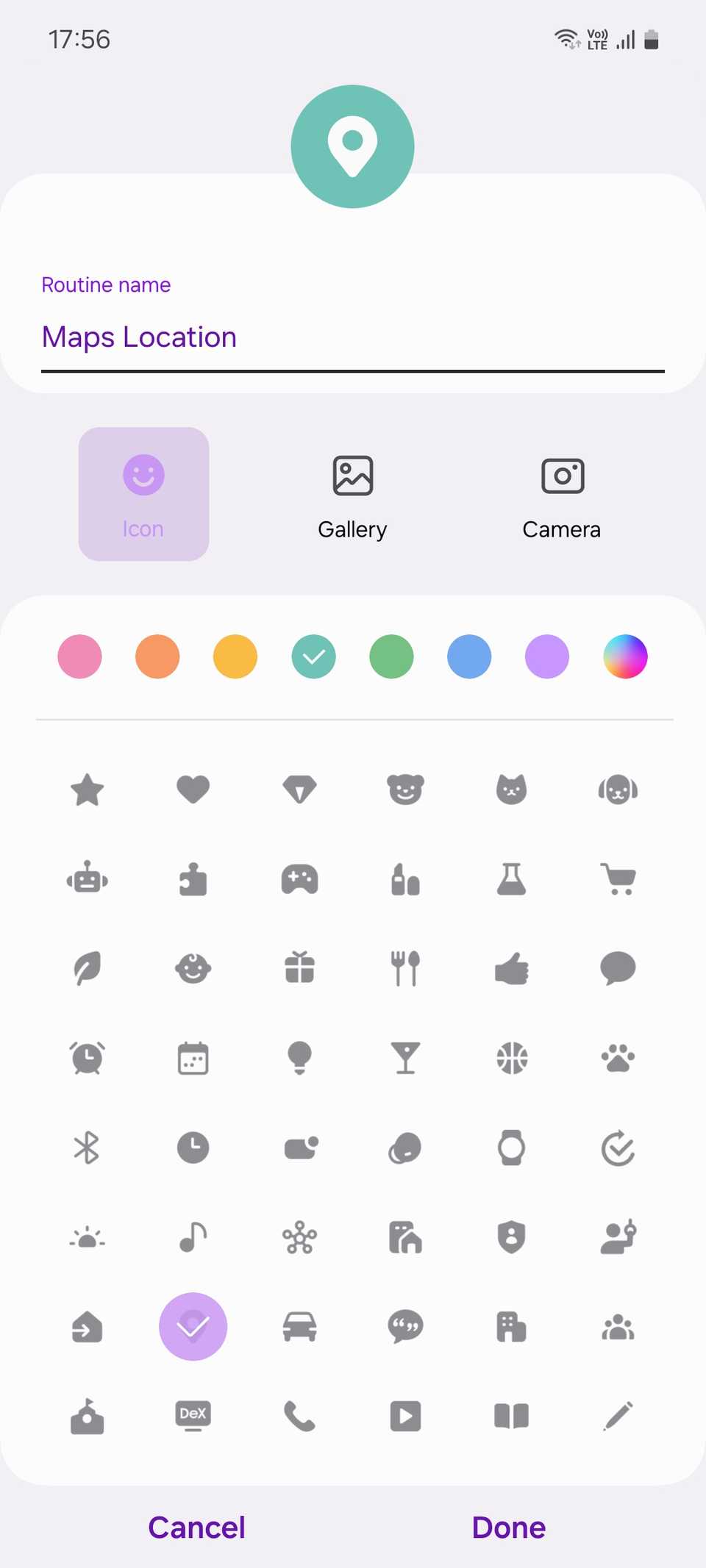Задание имени, иконки и цвета для сценария