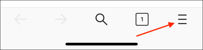 Нажать кнопку меню в нижней панели Firefox на iPhone
