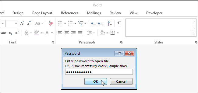 Пароль на открытие документа Word