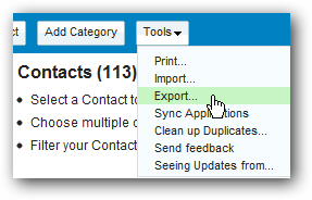 Экспорт контактов Yahoo в CSV/Outlook формат