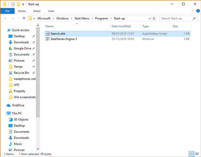 Aggiungere script .ahk alla cartella Esecuzione automatica di Windows