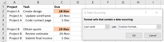 Apply a custom format rule