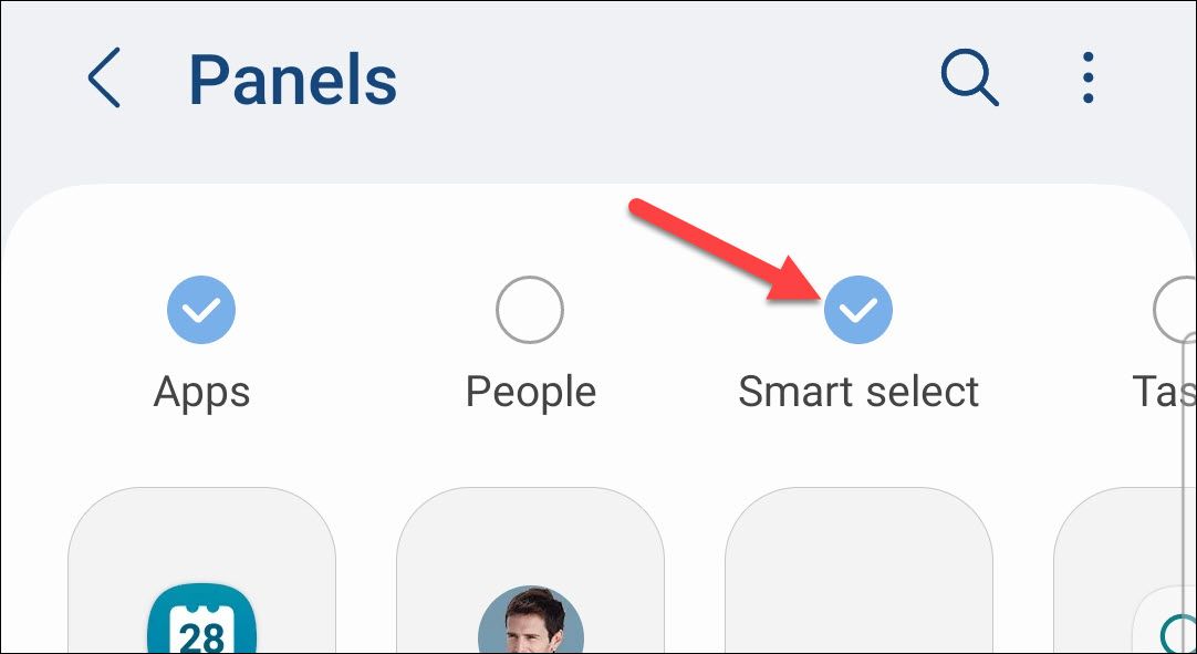 Включите панель Smart Select