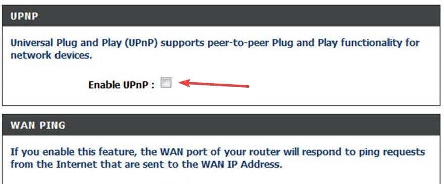 Изображение настройки UPnP в роутере