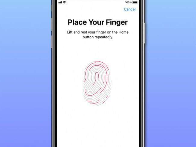Повторно приложите один и тот же палец к сенсору Touch ID