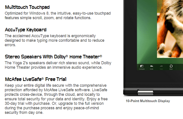 Маркетинговая страница Lenovo с предустановленным ПО