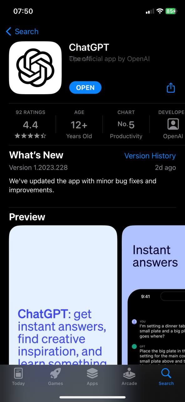 ChatGPT has been downloaded in the AppStore