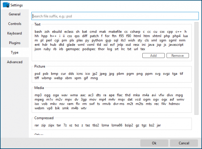 Примеры поддерживаемых типов файлов и опции плагинов в Seer