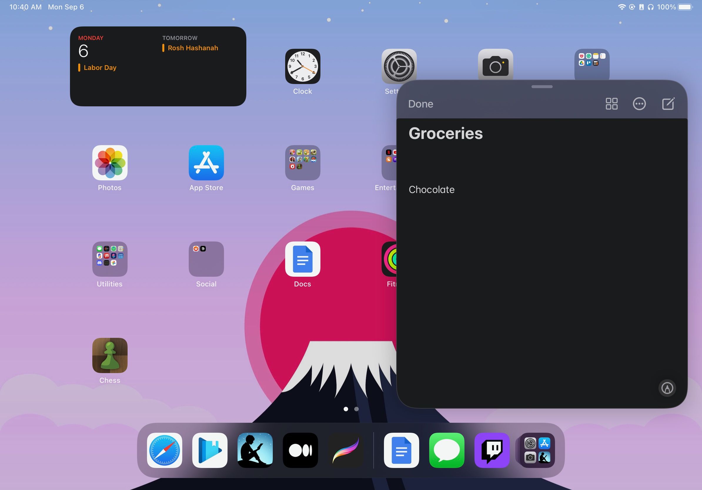 Новая быстрая заметка на iPad