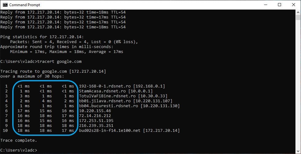 Тест tracert для диагностики сетевых заторов