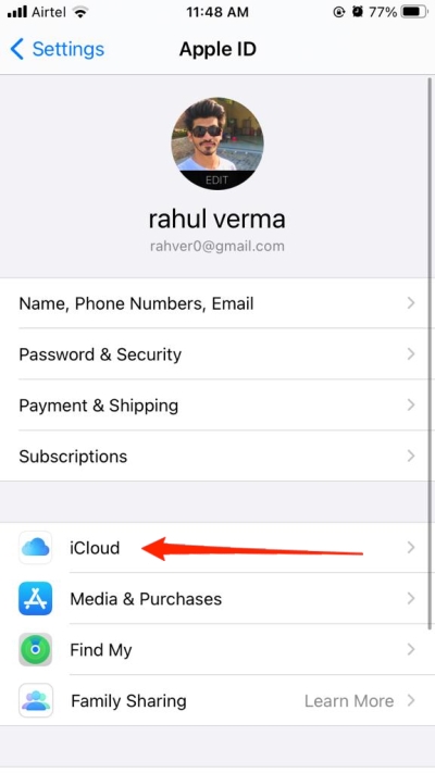 Параметры iCloud на iPhone