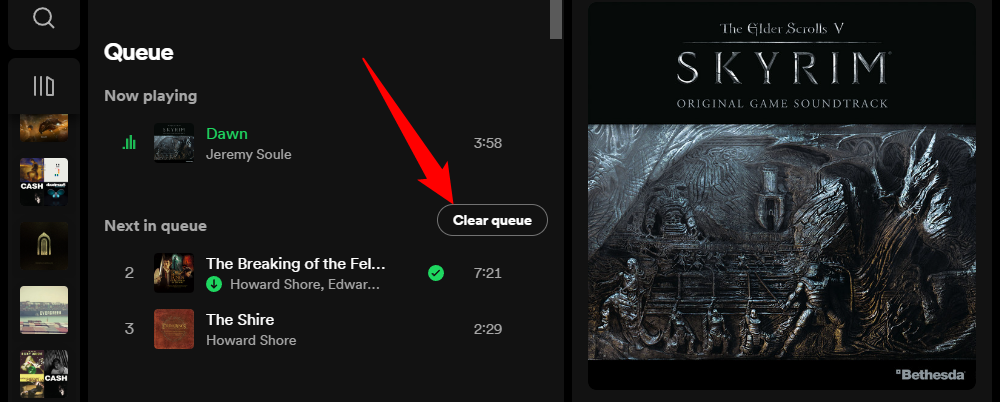 Кнопка очистки всей очереди в списке 'Далее в очереди'