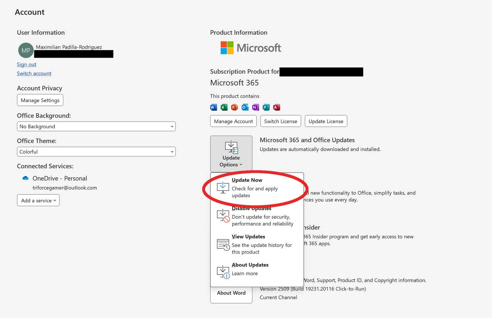 Microsoft Word Update.