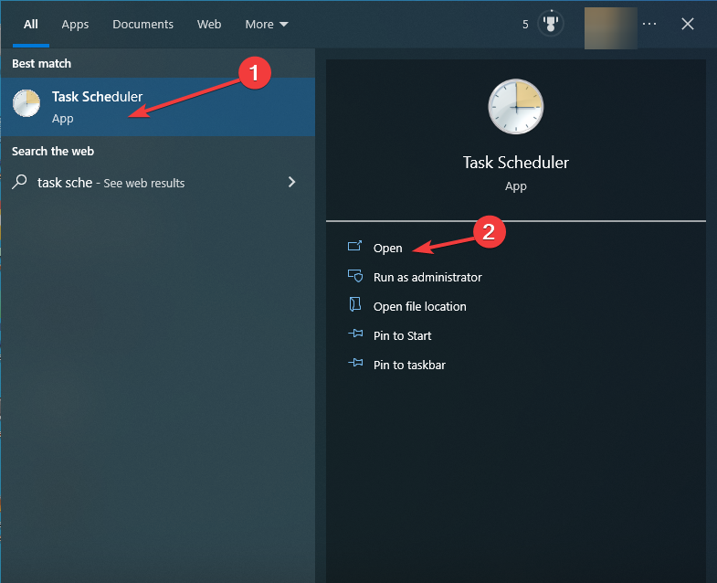 Запуск планировщика заданий Windows