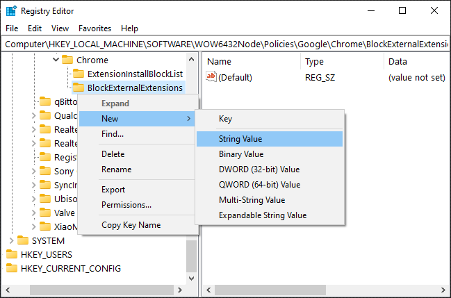 Добавление строкового параметра '1' в BlockExternalExtensions