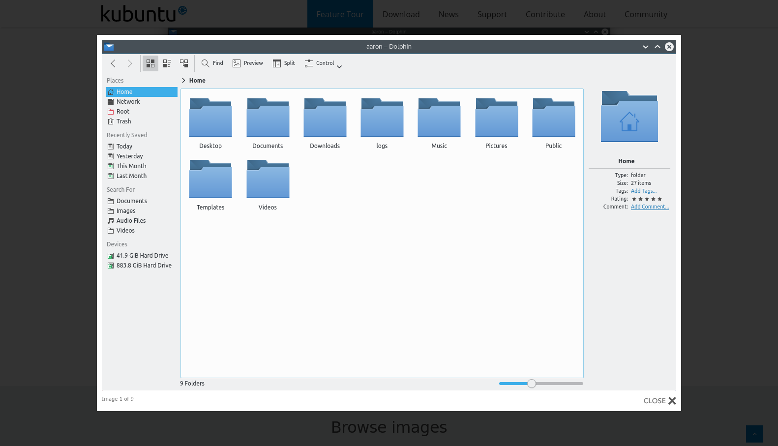 Рабочий стол Kubuntu с KDE Plasma