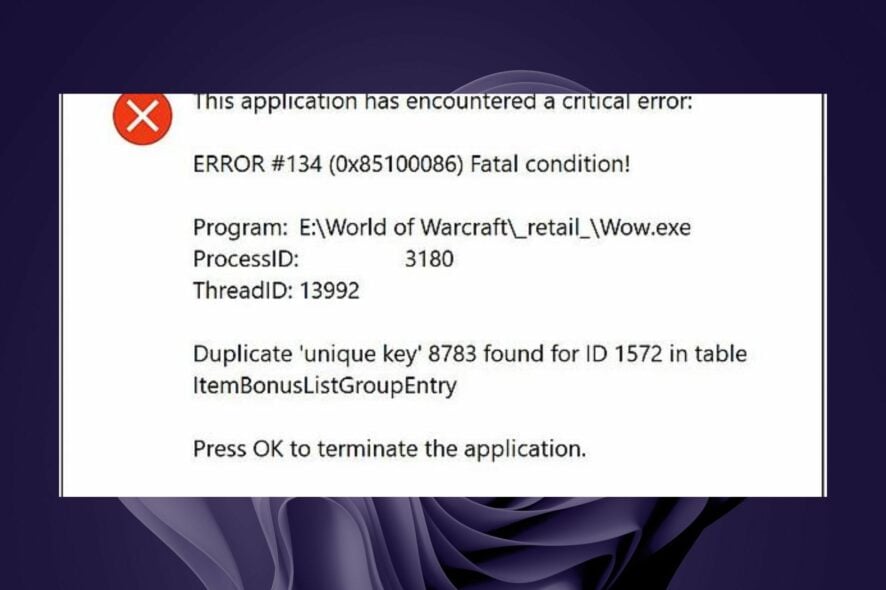 Как исправить Duplicate unique key в WoW