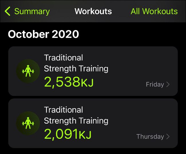 Тренировки в приложении Workout на Apple Watch