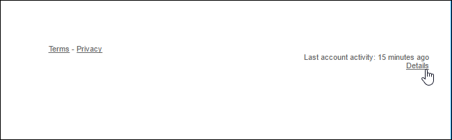 Ссылка «Подробности» внизу страницы Gmail