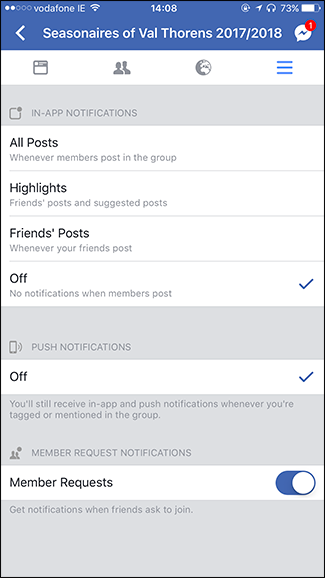 пример выключенных мобильных уведомлений группы
