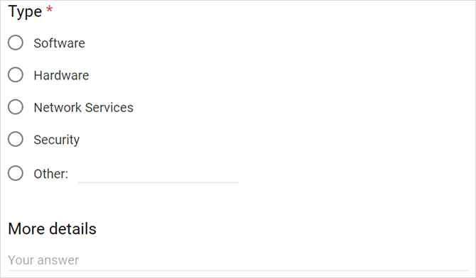 Шаблон запроса на работу в Google Формы — пример полей