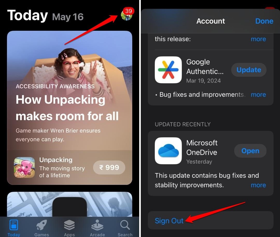 Выход из App Store