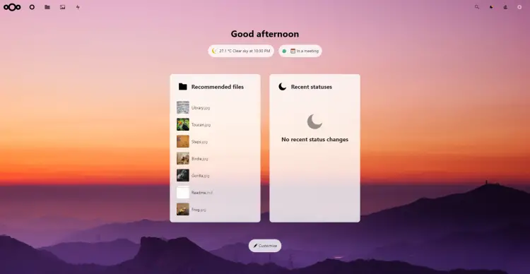 Главная страница Nextcloud после входа