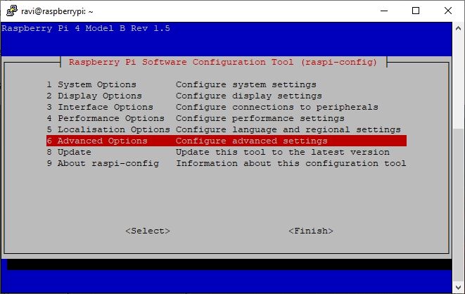 go to the advanced options in raspi-config