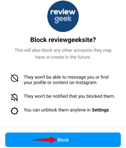 Подтвердите блокировку.