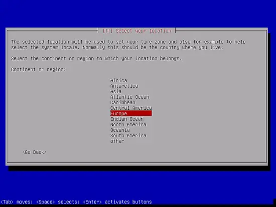 Выбор региона и локали