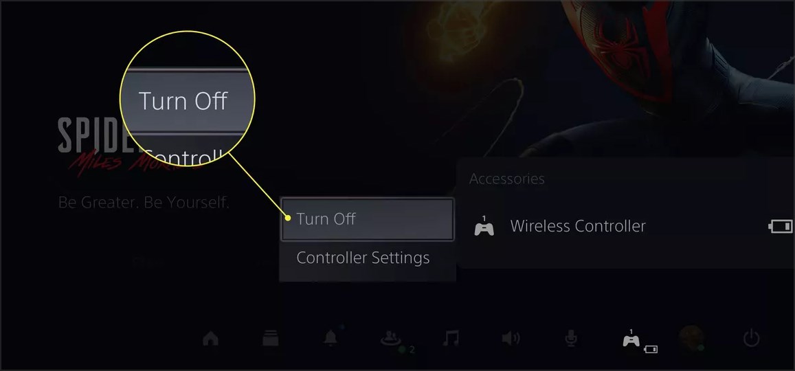 Меню аксессуаров PS5