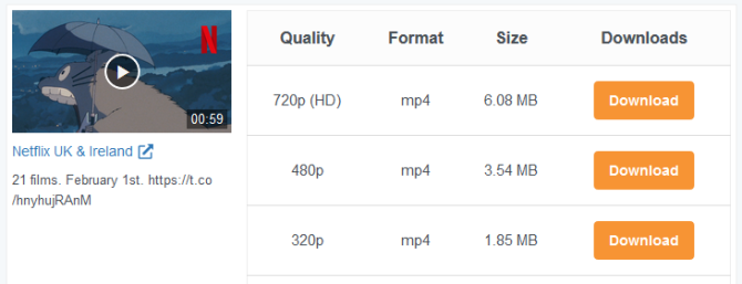 Опции качества скачивания видео из Twitter