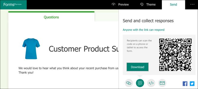 Microsoft Forms share survey