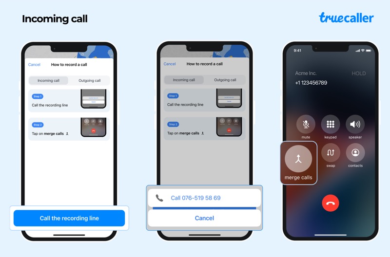 recording incoming calls on truecaller on iphone