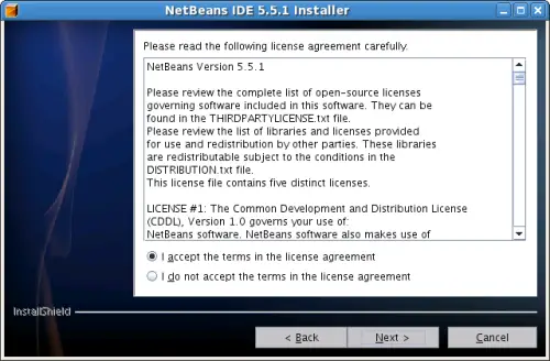 Скриншот лицензионного соглашения NetBeans