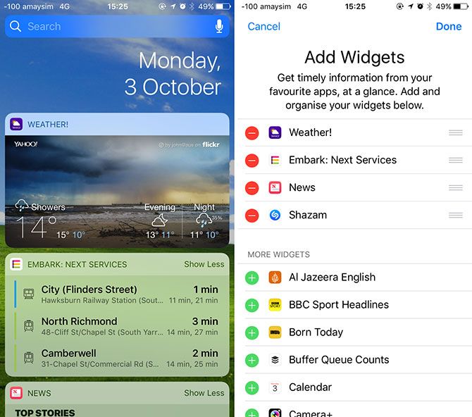 iOS 10 Widgets