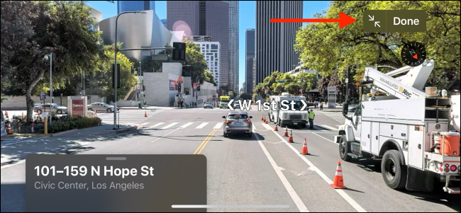 Нажмите «Готово», чтобы выйти из режима Look Around