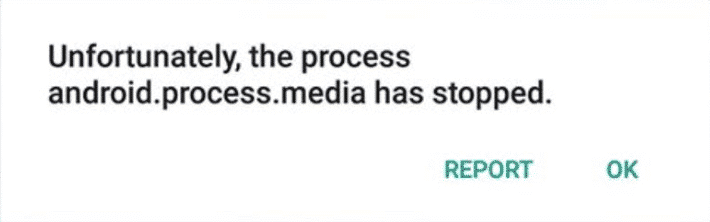 android.process.media 중지 알림 예시