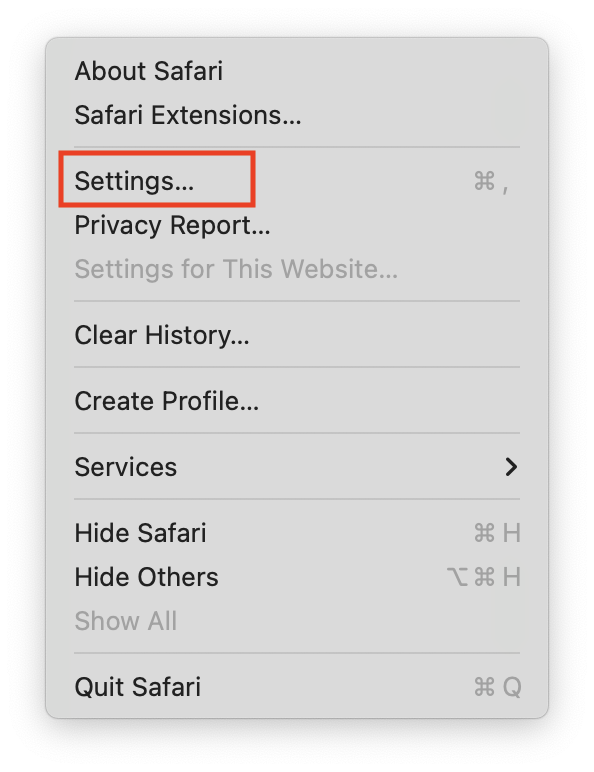 settings safari mac