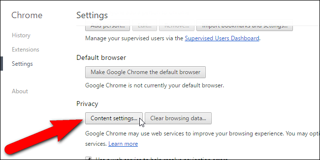 Раздел «Конфиденциальность» и «Настройки контента» в Chrome